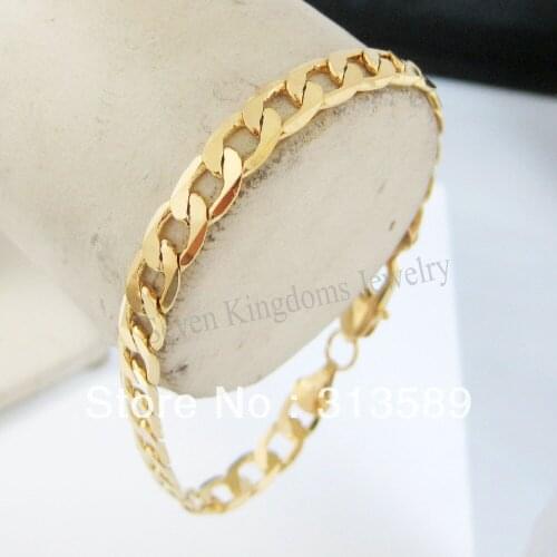 /Min Order 10$ CAN MIX DESIGN /4MM 0.16" 8" 24K YELLOW GOLD GP SOLID OVERLAY FILLED BRASS CURB CUBAN LINK BRACELET/GREAT GIFT