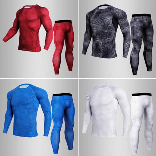 Men Gym Fitness Clothing Sportswear Quick Dry Compression Suits Mens Running Set Fitness Tight Sport Suit Men Outdoor Jogging