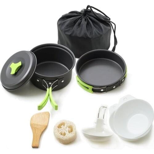 Aluminium Camping Cookware Set Outdoor Camping Tableware Cooking Set Travel Cutlery Utensils Hiking Picnic Set for 1-2 People