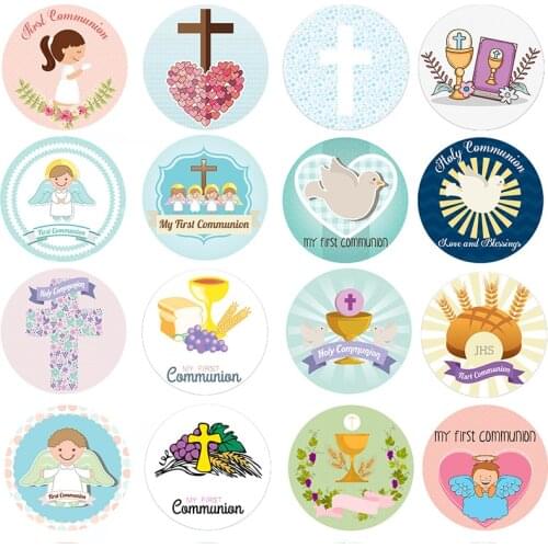 My First Communion Party Stickers Supplies Holy Communion Decor Girls Christening Baptism DIY Decorations Seal Stickers
