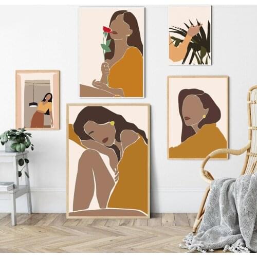 Lamp Flower Palm Women Finger Wall Art Canvas Painting Nordic Posters And Prints Wall Pictures For Living Room Bohemian Decor