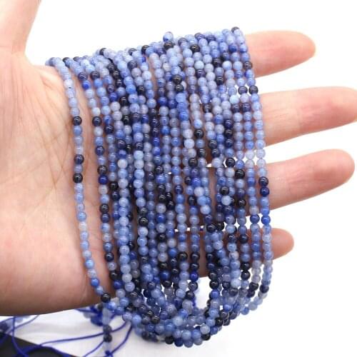 Natural Blue Aventurine Stone Round Loose Beads 2 3 4mm For Jewelry Making DIY Bracelet Necklace