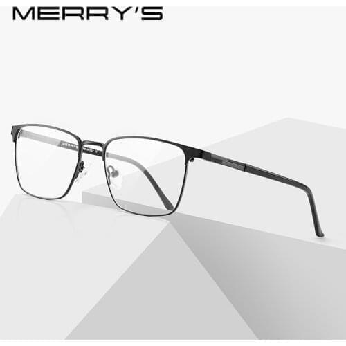 MERRYS DESIGN Men Luxury Titanium Alloy Square Optics Glasses Men Ultralight Eye Myopia Prescription Eyeglasses S2039