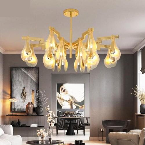 Postmodern Led Chandeliers New Model Room Simple Glass Chandelier Creative Fashion Atmosphere Living Room Dining Room Lamps