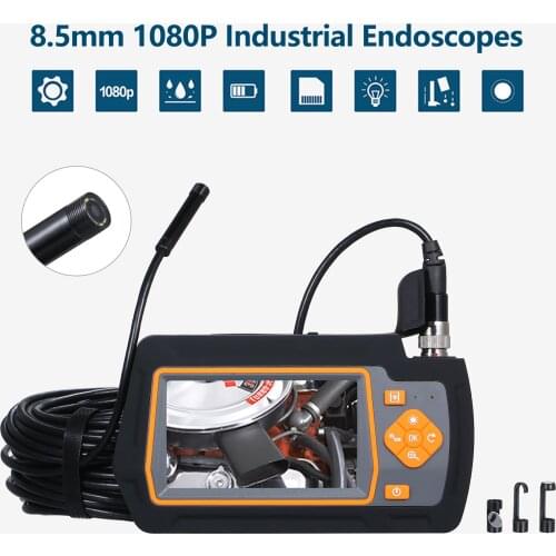 8.5mm Industrial Endoscopes 1080P High Definition Borescope Inspection Camera with IP67 Waterproof Lens with 4.3 Inch IPS Screen