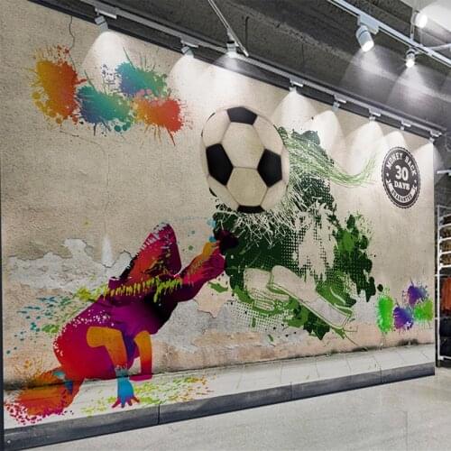 Custom Self-Adhesive Wallpaper 3D Street Graffiti Street Dance Sports Football Murals Restaurant KTV Bar PVC Waterproof Stickers