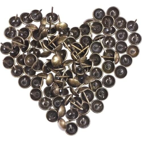 Hot Upholstery Tacks Antique Brass Furniture Nails Pins, 11x17 mm, 120pcs