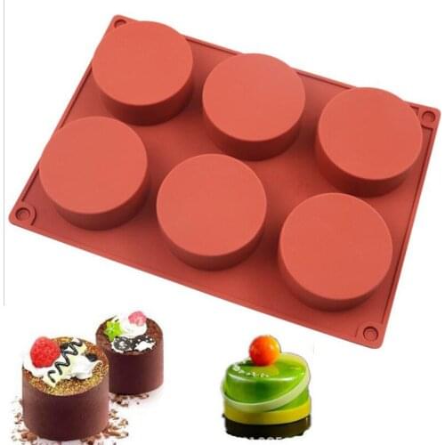 6 Holes Silicone Cake Mold Baking Pastry Chocolate Pudding Mould DIY Muffin Mousse Ice-Creams Biscuit Cake Decorating Mold Tools