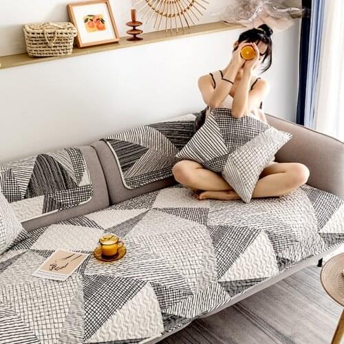 Modern Minimalist Sofa Cover Geometric Pattern Cotton Sofa Cushion Four Seasons Universal Non-slip Cushions Sofa Armrest Towel