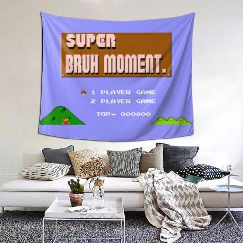 Super Bruh Moment Tapestry MEME Funny Tapestry Wall Bedspread kawaii Home Decor For Living Room