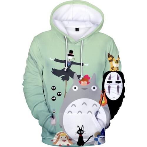 Japanese Anime Kawaii Hoodie for Men Women Kids Hooded Sweatshirt Studio Ghibli Hayao Miyazaki Chihiro Spirited Away Totoro