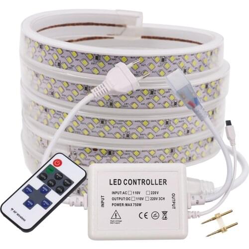 Three Rows 2835 LED Strip Light High Bright 220V 276Leds/M Flexible Led Tape + 750W Dimmer IP67 Waterproof Led Light Lamp