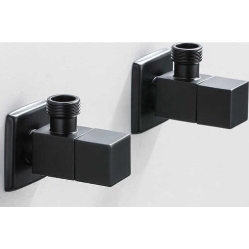 Angle Valve Water Control Valve Brus Gold Corner Valve Bathroom Tap Water Valve 1/2*1/2 Stainless Steel Black Angle valves