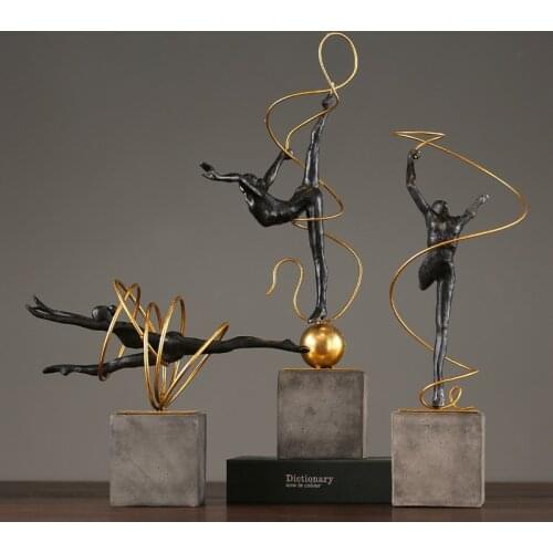 Vintage old wrought iron resin decoration gift Ballet girl home decoration hotel model decoration