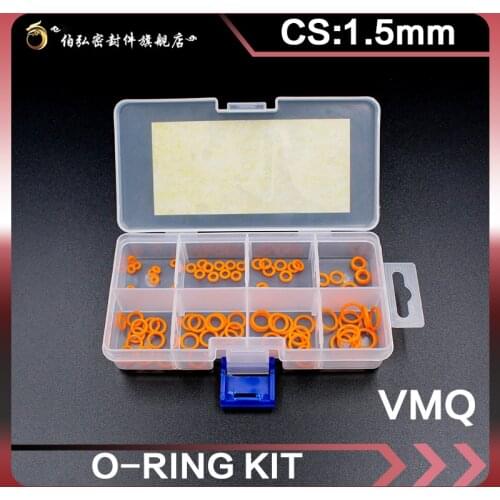 Orange Silicone rubber O-Ring Thickness 1.5mm Ring Seal Silicon Sealing O-rings VMQ Washer oring set Assortment Kit Set O Ring