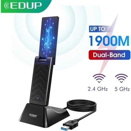 EDUP 1900Mbps USB 3.0 WIFI Adapter Dual Band 2.4Ghz/5Ghz Wifi Long Range Receiver Antenna for Laptop Desktop