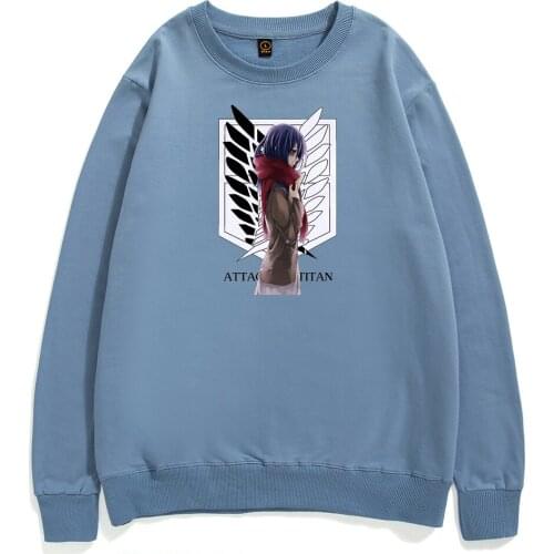 Japanese Anime Attack on Titan Pullover Kawaii Mikasa Ackerman Hoodie Sweatshirt Men Hip Hop Warm Man Clothes Harajuku Pullovers
