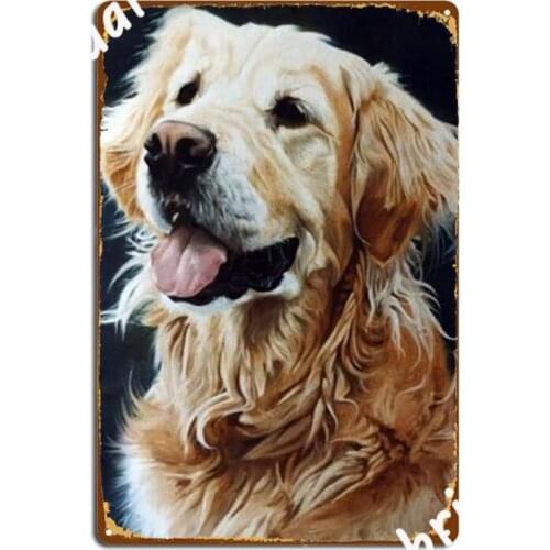 Golden Retriever Metal Sign Cinema Living Room Create Poster Cave Pub Tin Sign Poster