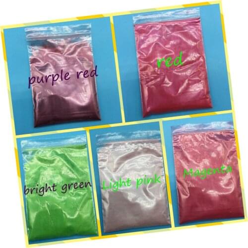 100g mix 5 packs Pearl Powder Coating Natural Mineral Mica Dust Type Pearlized Pigment bright green,magenta ect