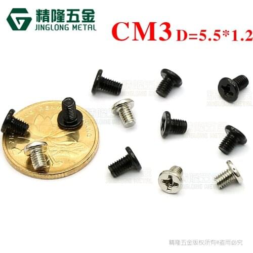 100pcs M3*4/5 Head 5.5*1.2mm Thin head (wafer head) philips machine screws nickel plated computer repair screw CM3
