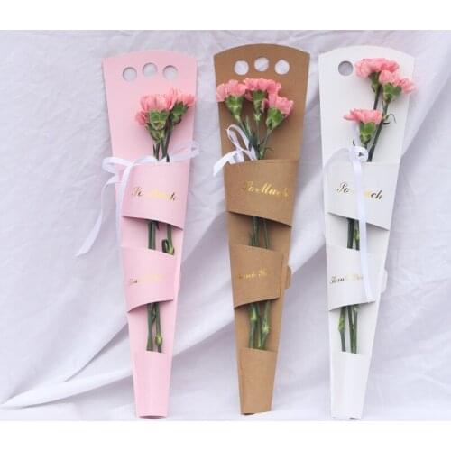 "10pcsPaperboard WrappingPaper Packaging Gift Cases Packing Boxes 13x50cm Portable Gift Boxes Bouquet Packing for Single Flower"