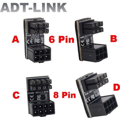 180 Degree UP/Down Angled Male To Female 6Pin 8Pin Desktop Graphics Card Adapter For Motherboard Mainboard Reverse Connector