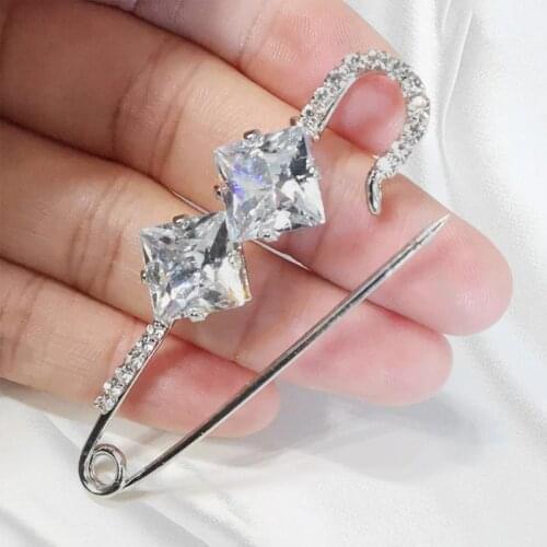 2 Pcs /Pair Inner Diameter 3.5mm Silver Crystal Rhinestones Pins Needle For Shoes Leather Craft Accessories Bag Clothes Decor