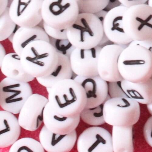 200pcs Acrylic Mixed Letter Disc Alphabet Beads 4mm*7mm