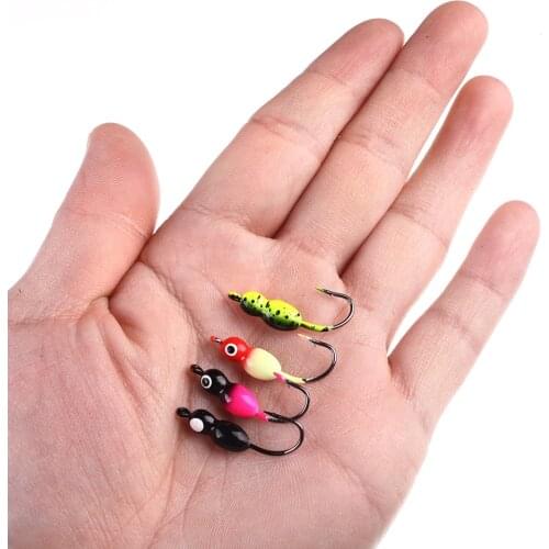 4 Pcs 2.3g 25mm Attractive Winter Ice Fishing Lure Mini Metal Jig Lead Head Hook Bait Jigging Lure Hooks Pesca