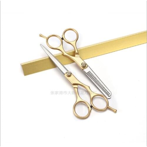5.5 inch Gold professional barber Hairdressing Scissors Barber Scissor Cutting Scissor & Thinning Scissor new 50sets