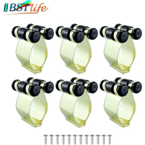 6X Gilding Metal Fishing Rod Clips Club Positioning Clamps Holder Accessories Fixing Rack Wall Mount Rod Collection Rack Storage