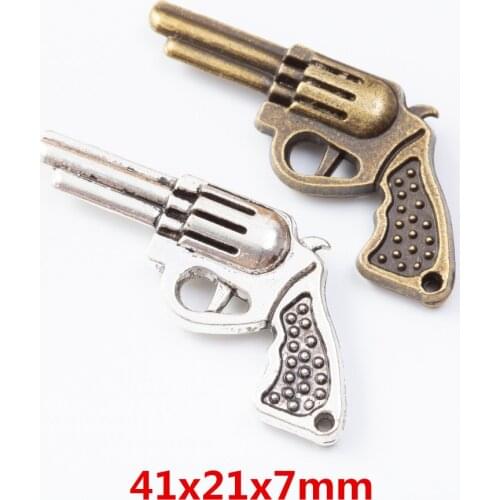 8 pieces of retro metal zinc alloy gun pendant for DIY handmade jewelry necklace making 7017