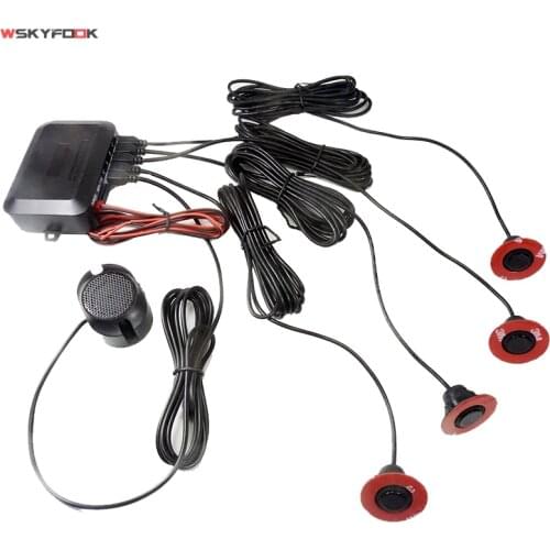 Car Parking Sensors Parktronics 4Sensors 13mm Flat Sensors Reverse Backup Radar Sound Buzzer Alarm Adjustable Sound