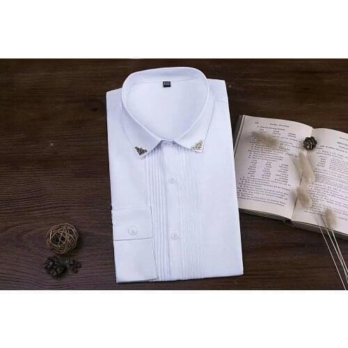 Noble Court white pleated shirts men super large size comfortable man shirt Long sleeve slim fit multicolor available maximum