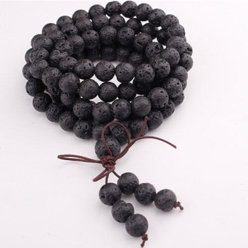 108 Beads Lava Stone Diffuser Bracelets Reiki Healing Balance Buddha Prayer Men Women Bracelet Necklace Jewelry