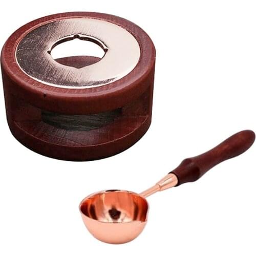 Household Retro Sealing Wax Melting Furnace Sealing Wax Solid Wood Spoon A Set Of Retro Candle Accessories