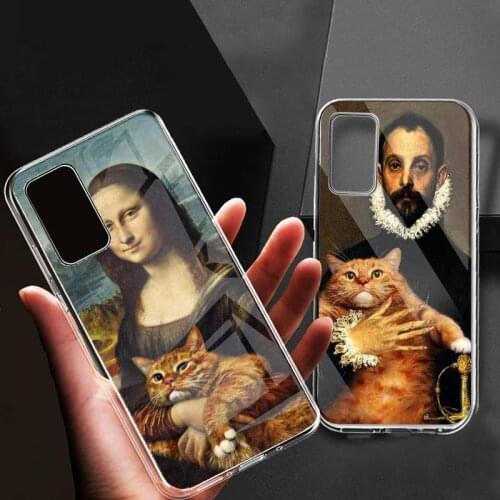 Leonardo da Vinci Mona Lisa Pat Cat Phone Cases for Samsung Galaxy S20 Plus Ultra S10E S6 S7edge S8 S9 Plus S10lite Plus S20lite