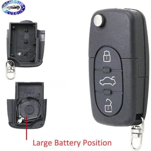 3 Buttons Remote Key Shell Case Fob For Audi A3 A4 A6 A8 S4 S6 S8 TT Coupe (Large Battery Position)