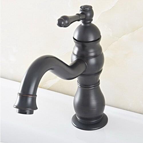 Black Oil Rubbed Brass Swivel Spout Single Handle Lever Kitchen Wet Bar Bathroom Vessel Sink Faucet Mixer Tap One Hole asf817