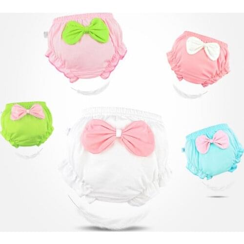 Baby Girl Bloomers 100% Cotton Kids Shorts Newborn Boy Underwear Toddler Baby Solid Color Underpants Infant Bowknot Panties