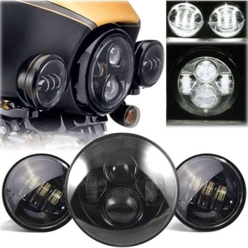 Motorcycle Refit 40W 7" LED HeadLight With 4.5 Inch 30W Fog Passing Lamp Light Set For Touring Road King Accessories