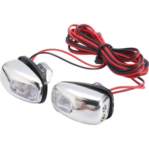 New Arrival 2pcs Chrome White LED Light Lamp Windshield Jet Spray Nozzle Wiper Washer Eyes Universal For Car Truck