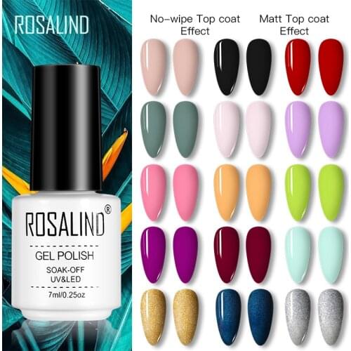 ROSALIND 7ML Nail Polish Gel Varnishes Hybrid Semi Permanent Nail Art Designed UV Nail Manicure Top Base Coat gel polish