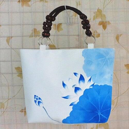 Chinese Retro Canvas Shoulder Bag LOTUS Handbag