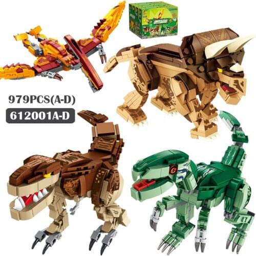 Boys Dinosaur Toys Building Blocks Model Tyrannosaurus Velociraptor Pterodactyl Triceratops Bricks Toys for Children Kids Gift