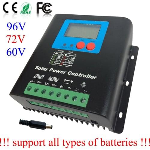 50A 72V Solar Charge Controller, Home Use 72V Battery Regulator 50A for 3600W PV Solar Panels Modules, LED&LCD Display