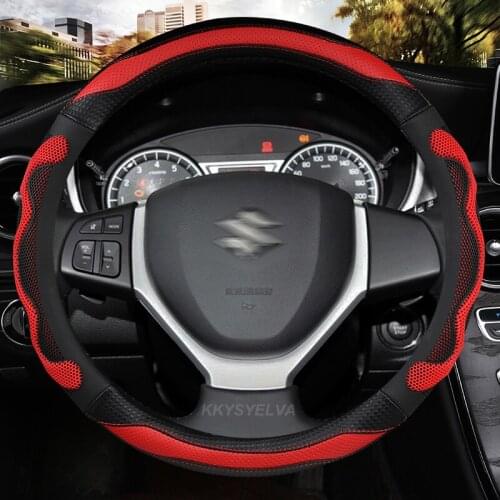 Microfiber Leather Car Steering Wheel Cover 38CM for Suzuki Swift Grand Vitara Ertiga SX4 Alto Ciaz Dzire APV S-Cross Ignis