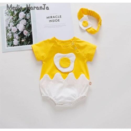 Newborn Cartoon Creative Egg jumpsuit boys girls fried egg costume summer infant toddler twins clothing