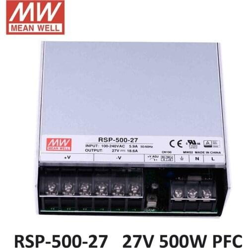 Meanwell RSP-500-27 PFC laboratory power supply 27V 18.6A 500W Switching Power Supply Driver for LED Strip AC 86-264V to DC 27V