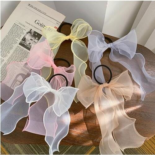 New fashion small fresh organza hair band bow tie Elastic Hair Bands rubber band Hair Accessories Headdress